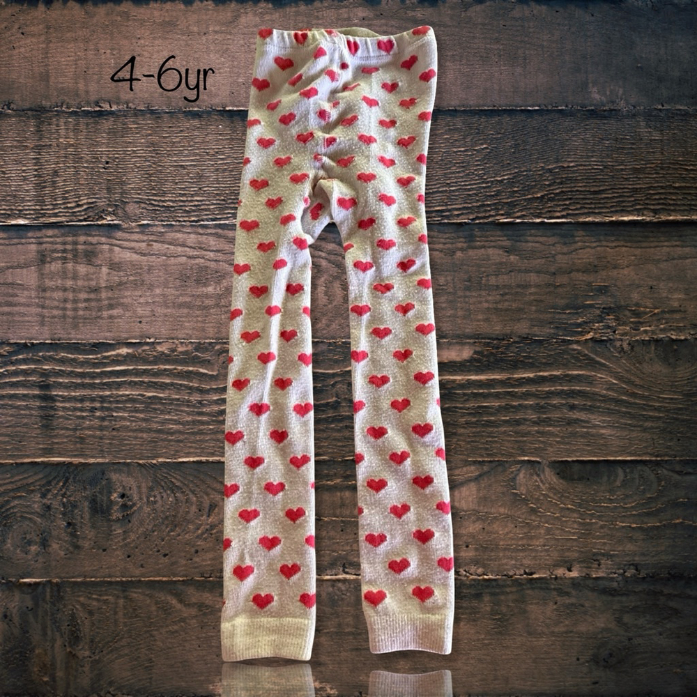 4-6yr Heart Print Open Foot Tights PLAY